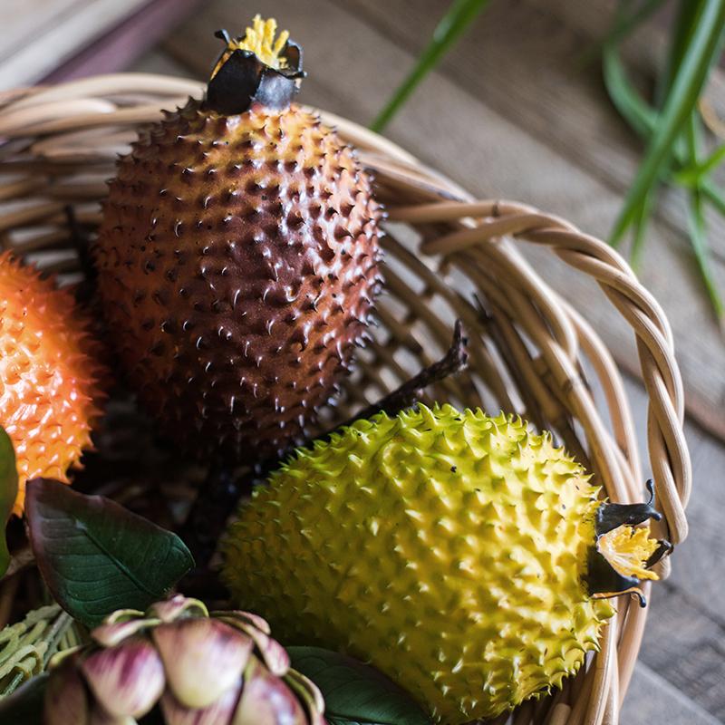 Set of 3 artificial thorn pears in vibrant colors, showcasing realistic texture and design, perfect for home decor.