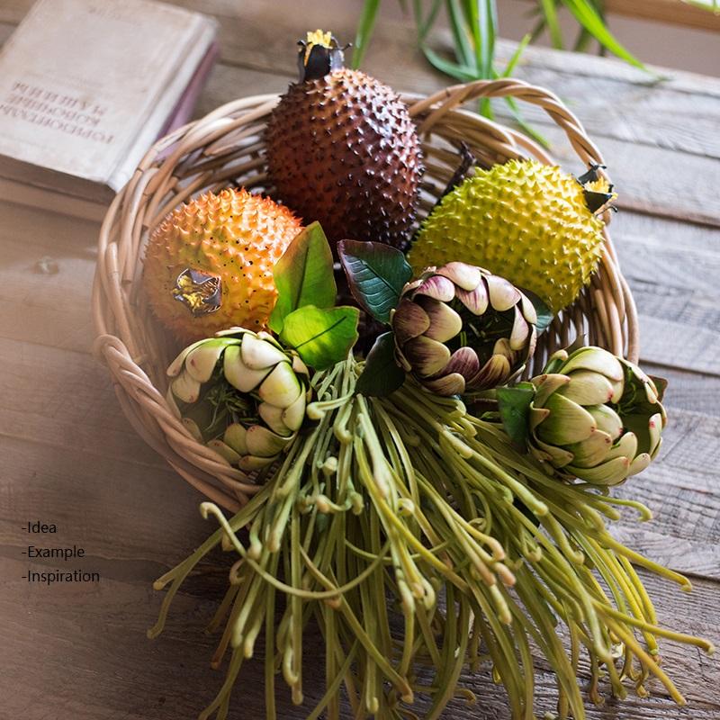 Set of 3 artificial thorn pears in vibrant colors, showcasing realistic texture and design, perfect for home decor.