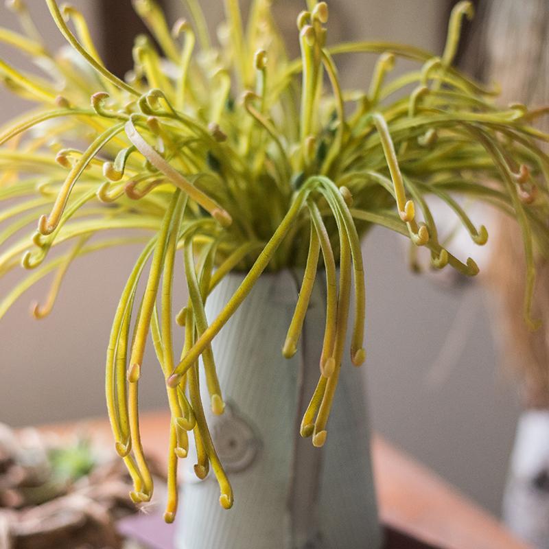 A 12-inch tall artificial Sarracenia plant with vibrant green leaves, showcasing its realistic design and handmade craftsmanship.