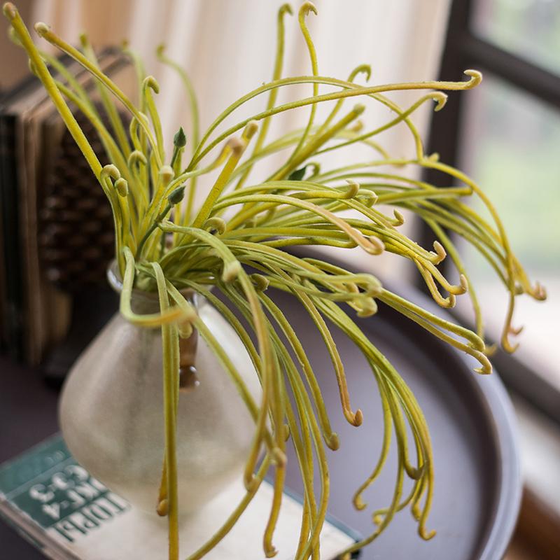 A 12-inch tall artificial Sarracenia plant with vibrant green leaves, showcasing its realistic design and handmade craftsmanship.