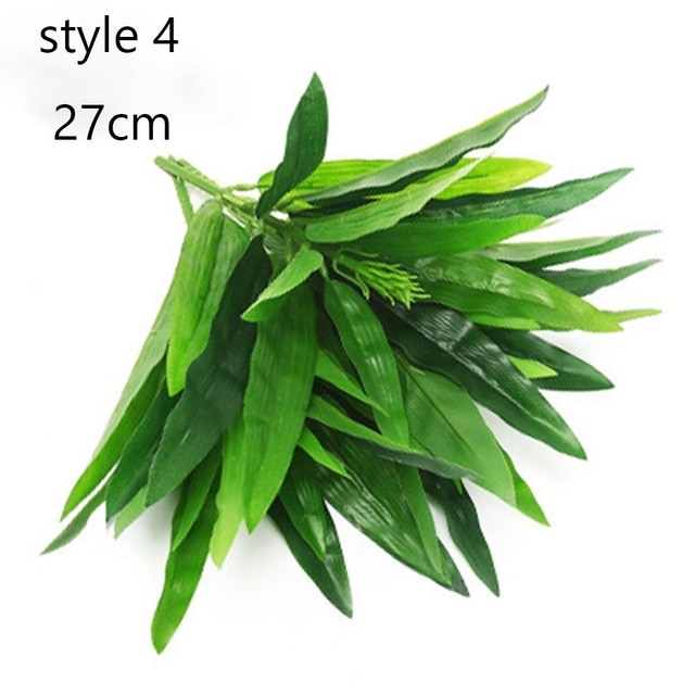 Artificial green plant leaves, 27cm