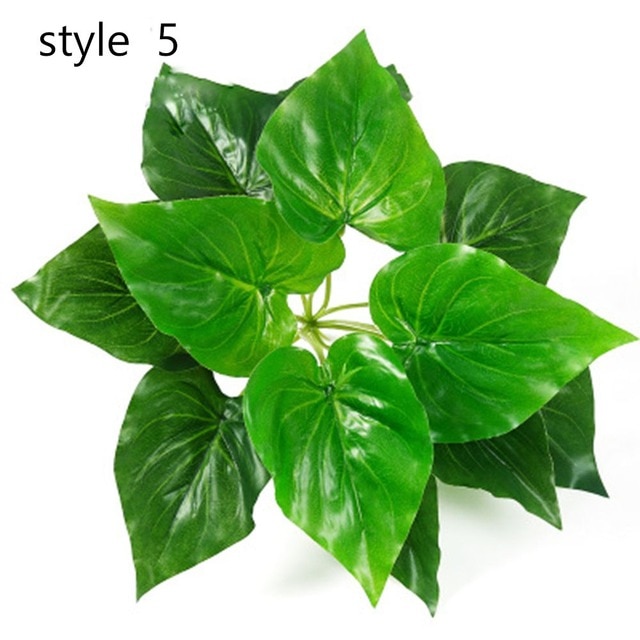 Artificial green decorative leaves.