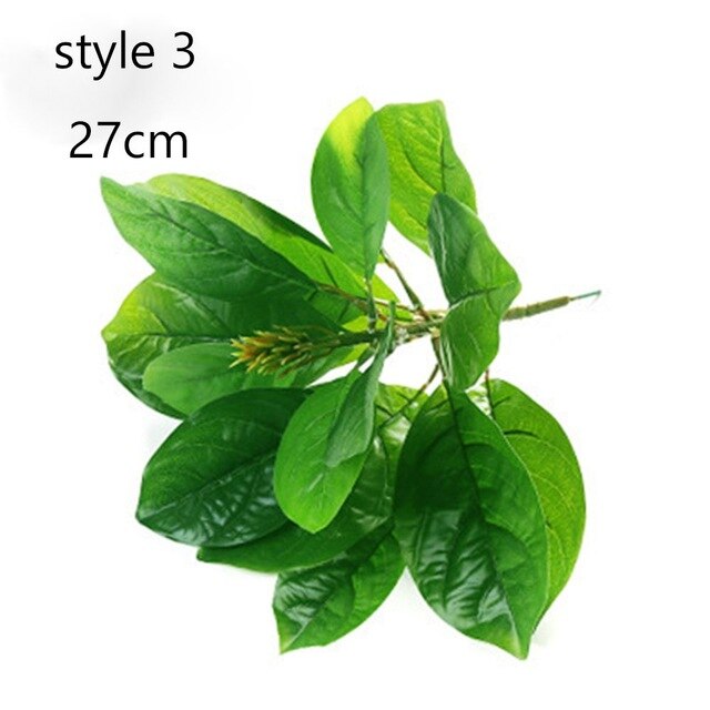 Green artificial plant leaves, 27cm.