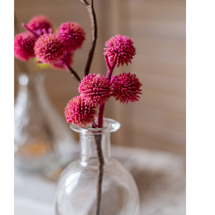 15-inch tall artificial Ricinus stem in dark pink with brown branches, perfect for floral arrangements.