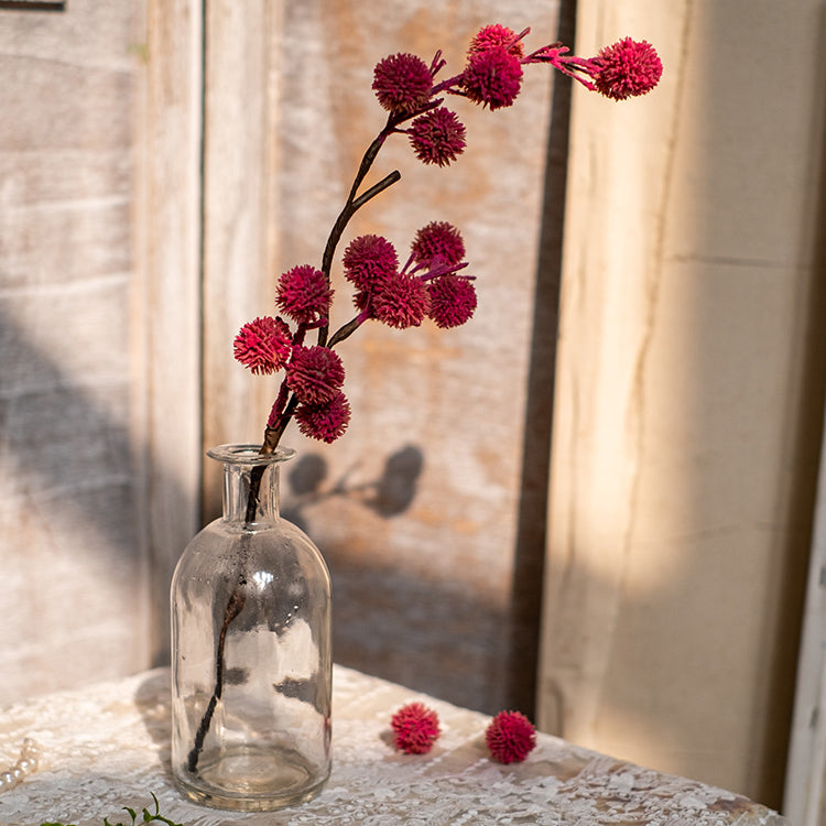 15-inch tall artificial Ricinus stem in dark pink with brown branches, perfect for floral arrangements.