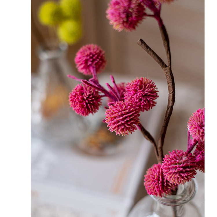 15-inch tall artificial Ricinus stem in dark pink with brown branches, perfect for floral arrangements.