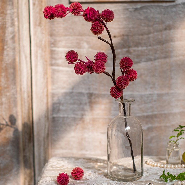 15-inch tall artificial Ricinus stem in dark pink with brown branches, perfect for floral arrangements.