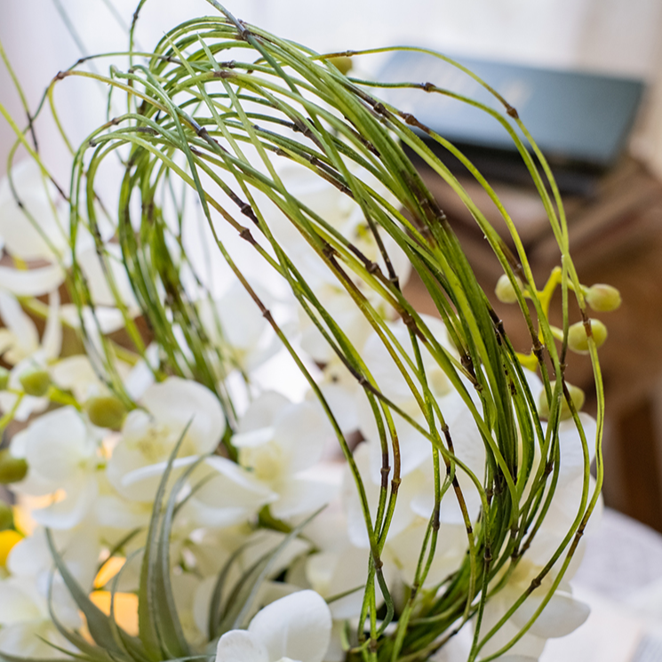 Artificial Rough Horsetail Thin Vine Ikebana in vibrant green and yellow-green colors, showcasing its realistic design and long length.