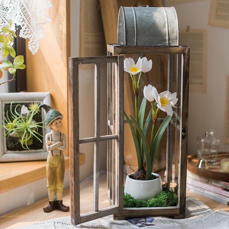 Artificial Silk Real Touch Daffodil Flower Bonsai in a ceramic vase, showcasing vibrant yellow and white petals with lush green leaves.