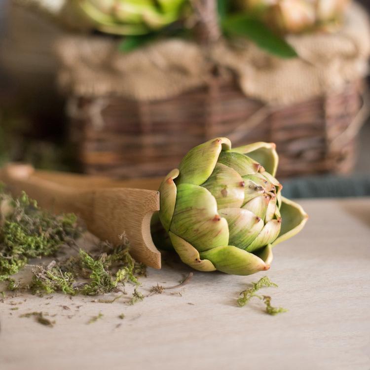 Set of 3 realistic artificial artichokes in vibrant colors, showcasing their lifelike texture and detail.