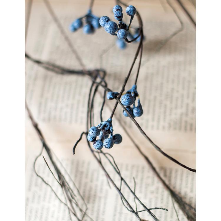 Artificial Wild Blueberry Hanging Vine, 43 inches long, featuring vibrant blue berries and lush green leaves, perfect for home decor.