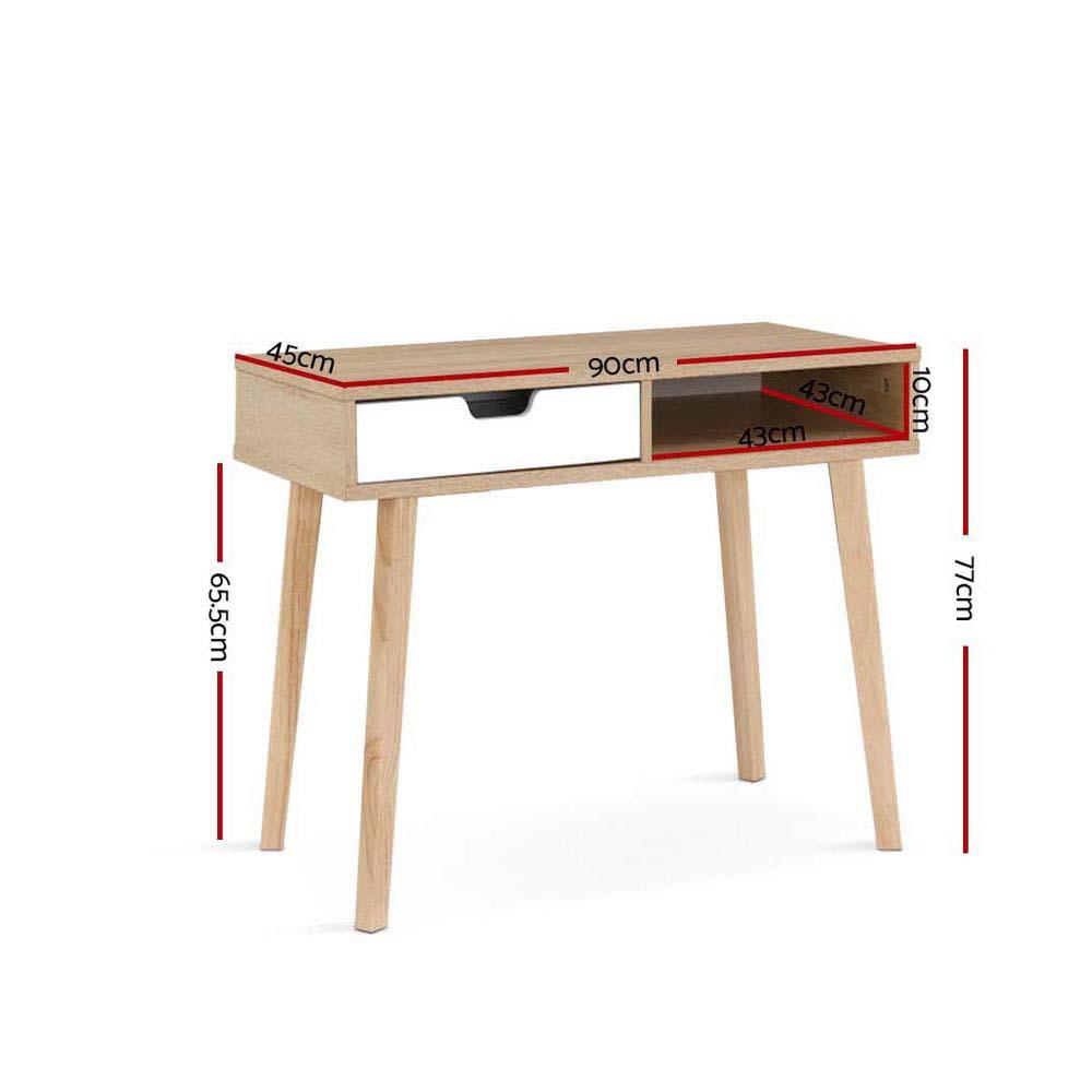 Artiss 2 Drawer Wood Computer Desk featuring Scandinavian design with two-tone colors and rubber wood legs.