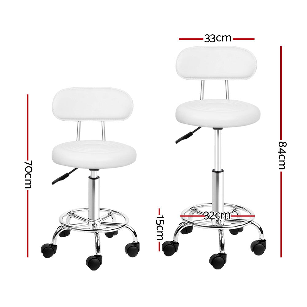 Artiss 2X Saddle Salon Stool featuring a round seat, backrest, and chrome base, designed for comfort and style in salons and other professional spaces.