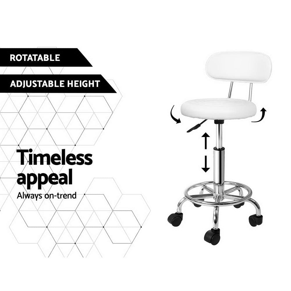 Artiss 2X Saddle Salon Stool featuring a round seat, backrest, and chrome base, designed for comfort and style in salons and other professional spaces.