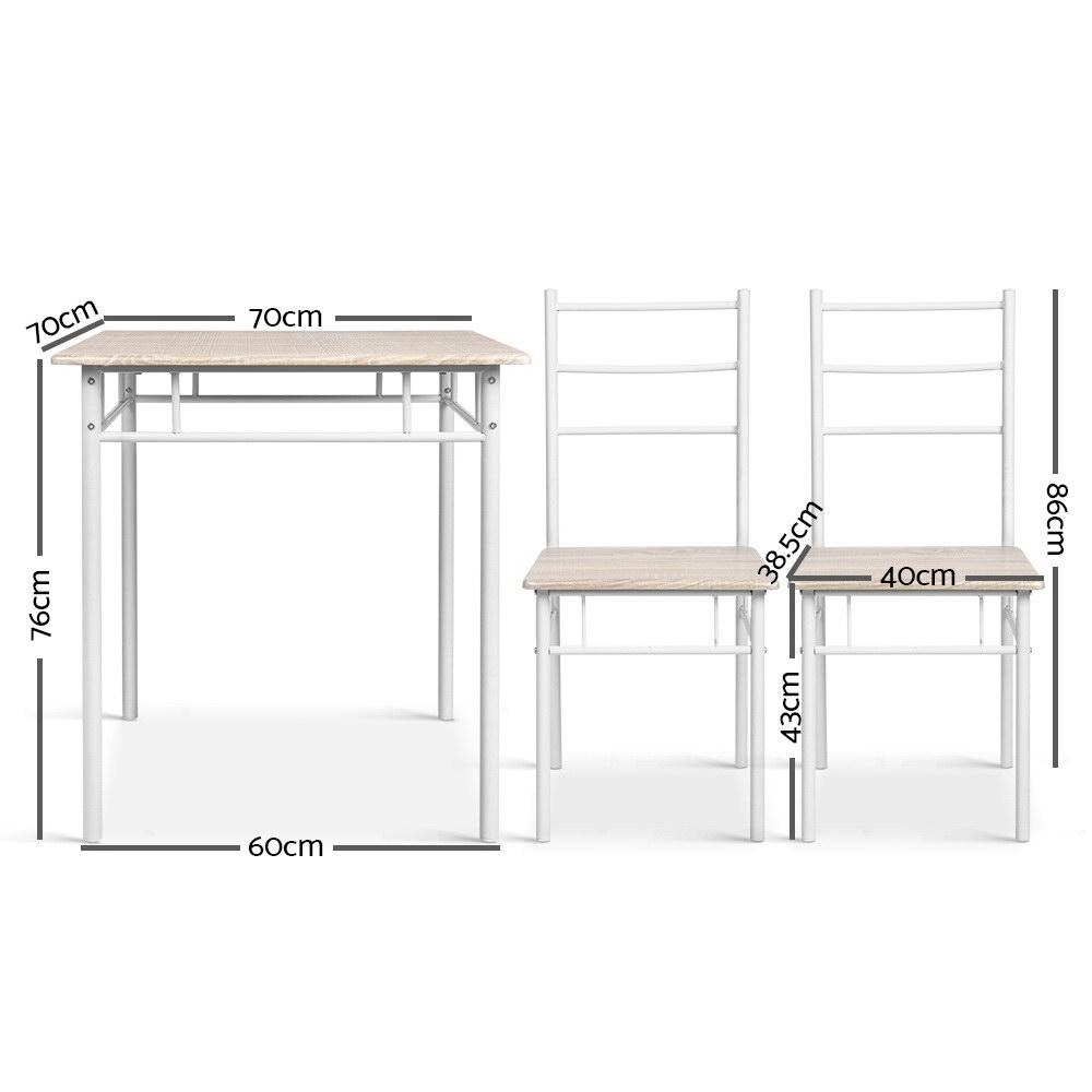 Artiss 3 Piece Dining Set featuring a natural wood finish and industrial design with a sturdy steel frame.