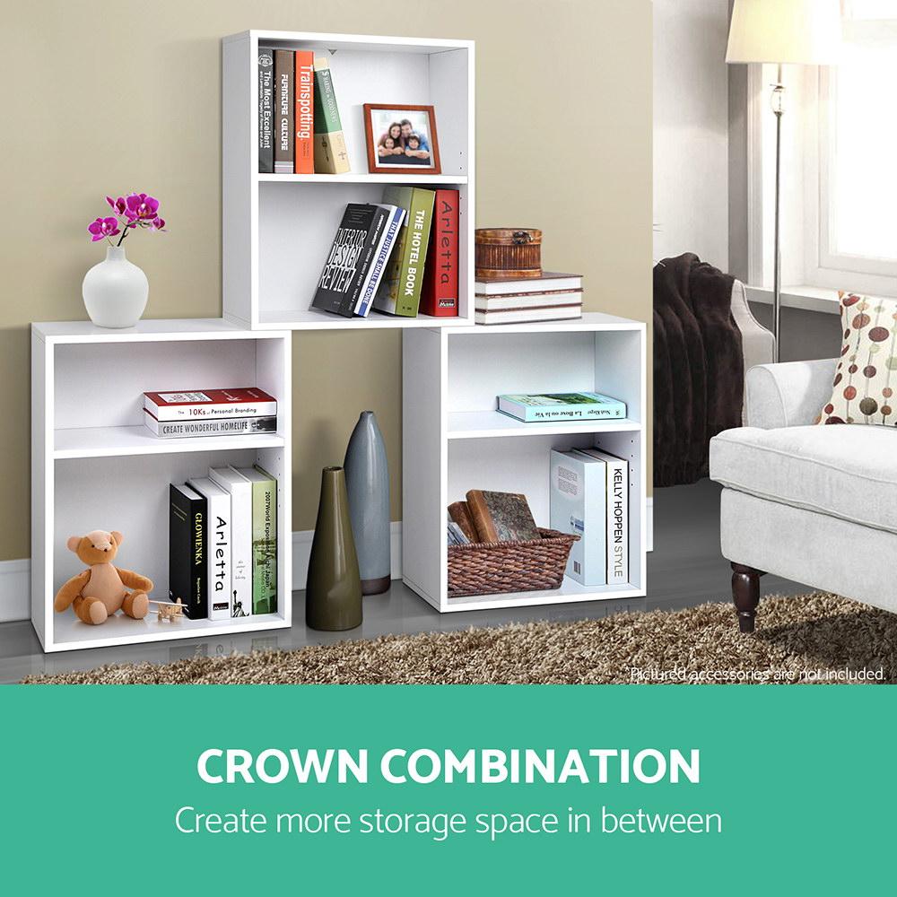 Artiss 3 Piece Storage Shelf in white, featuring three adjustable shelves and a modern design, perfect for organizing books and decor.