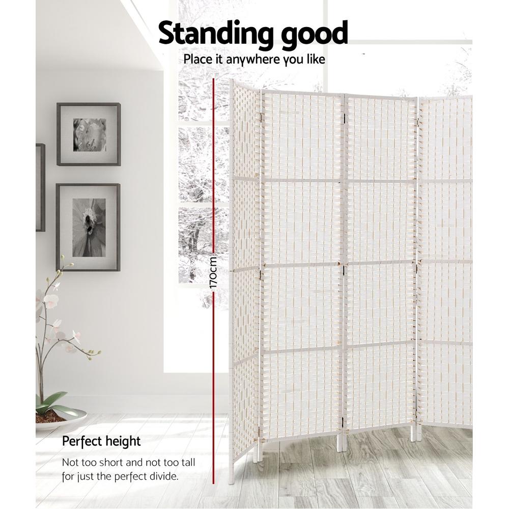 Artiss 4 Panel Room Divider Screen made of solid New Zealand wood and hand-woven rattan, showcasing its elegant design and foldable functionality.