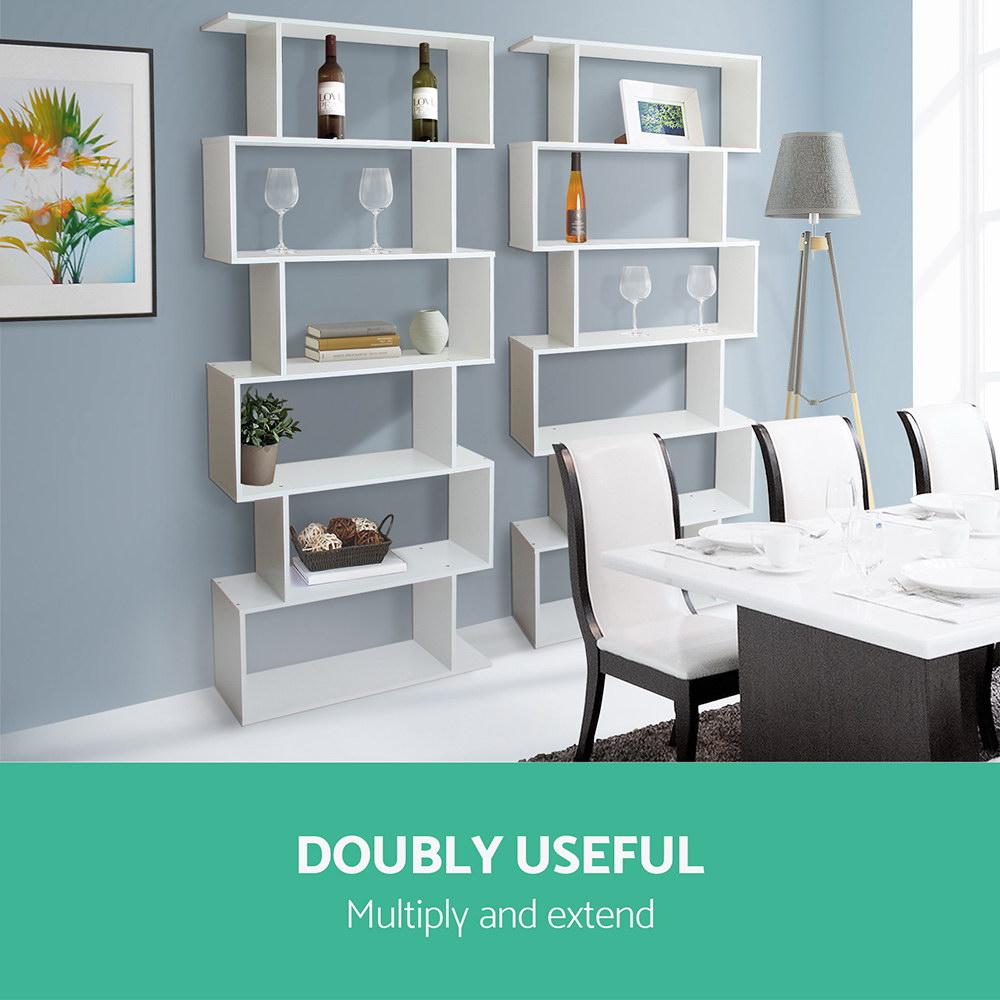 Artiss 6 Tier Display Shelf in White showcasing multiple tiers for decorative and storage purposes.