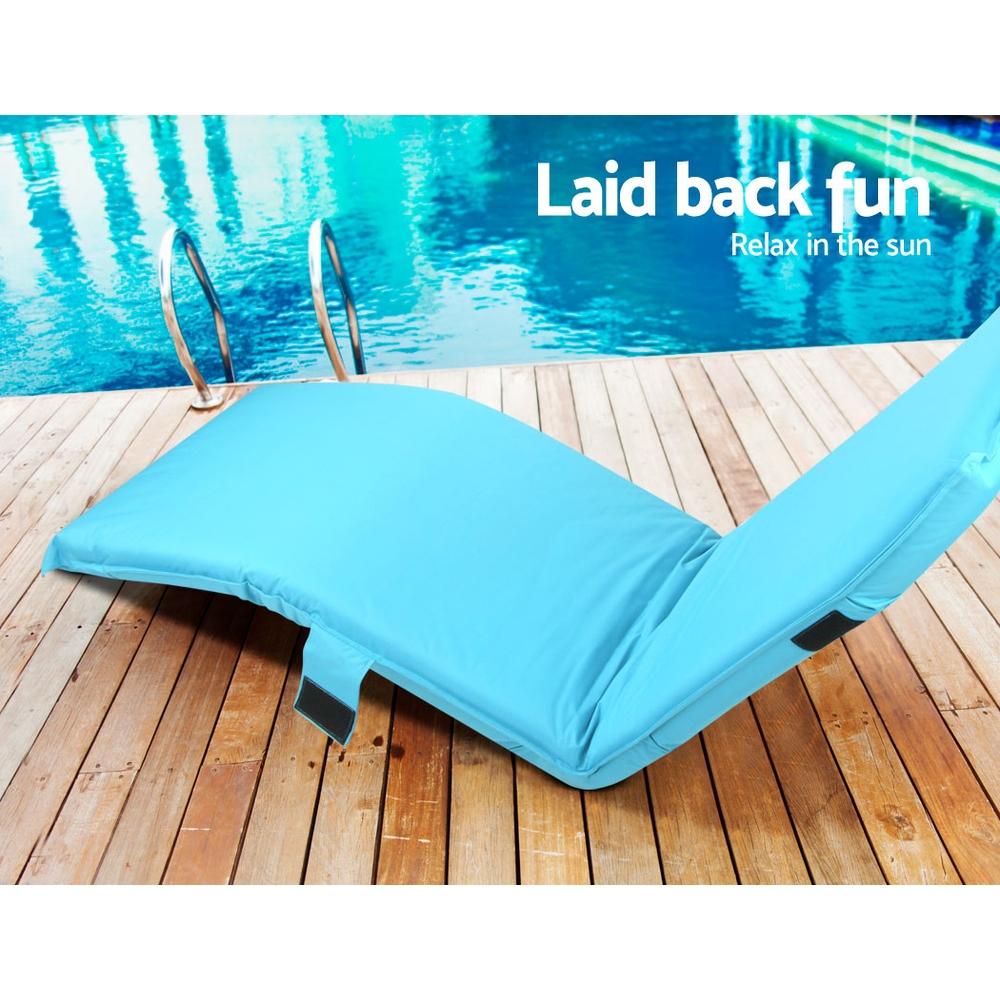 Artiss Adjustable Beach Sun Pool Lounger in blue, showcasing its adjustable features and durable fabric.