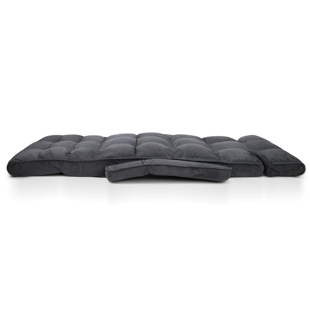 Artiss Adjustable Lounger with Arms in Charcoal, showcasing its plush fabric and adjustable design for comfort.