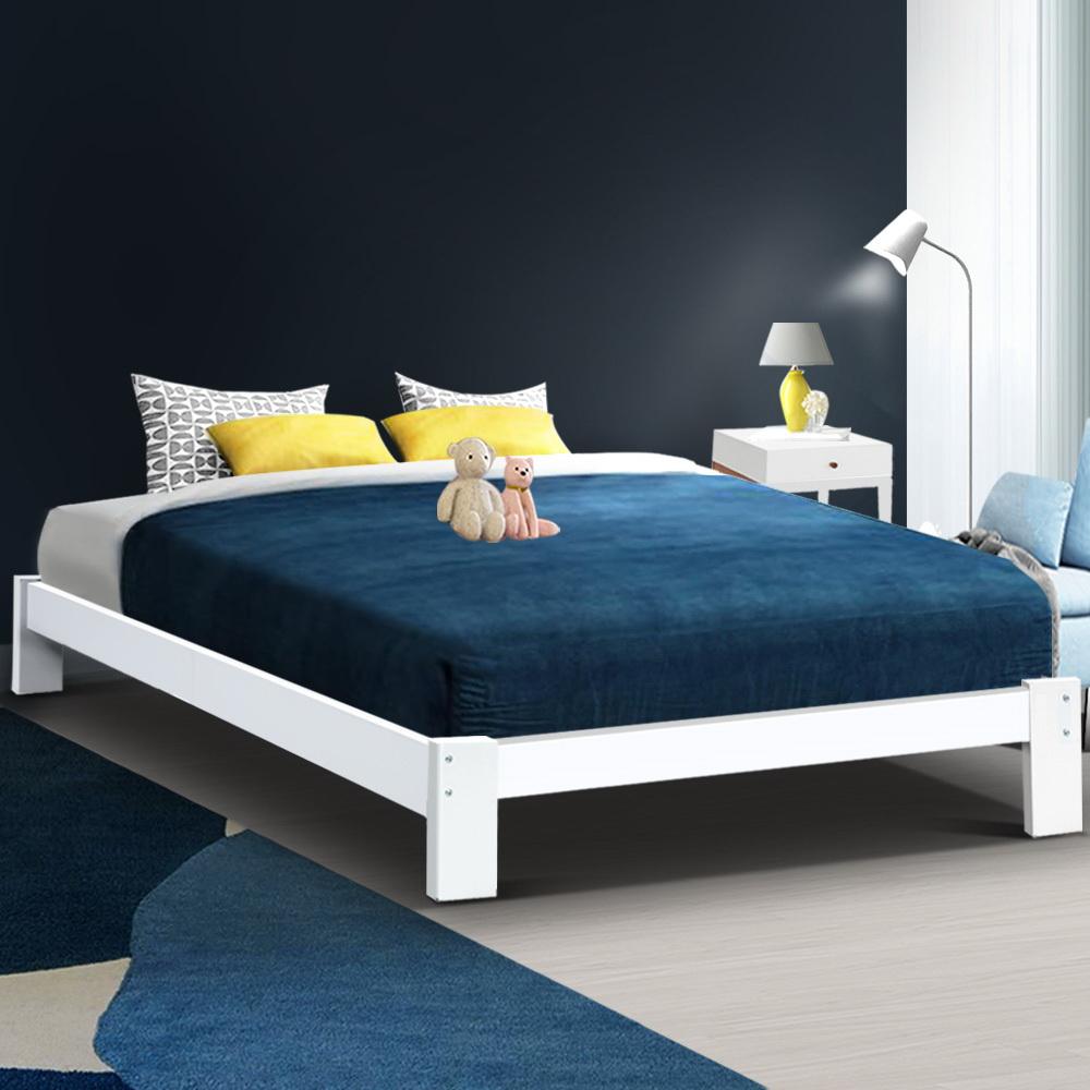 Artiss Jade Bed Frame in solid pine wood, showcasing elegant design and sturdy construction with ample under-bed storage.