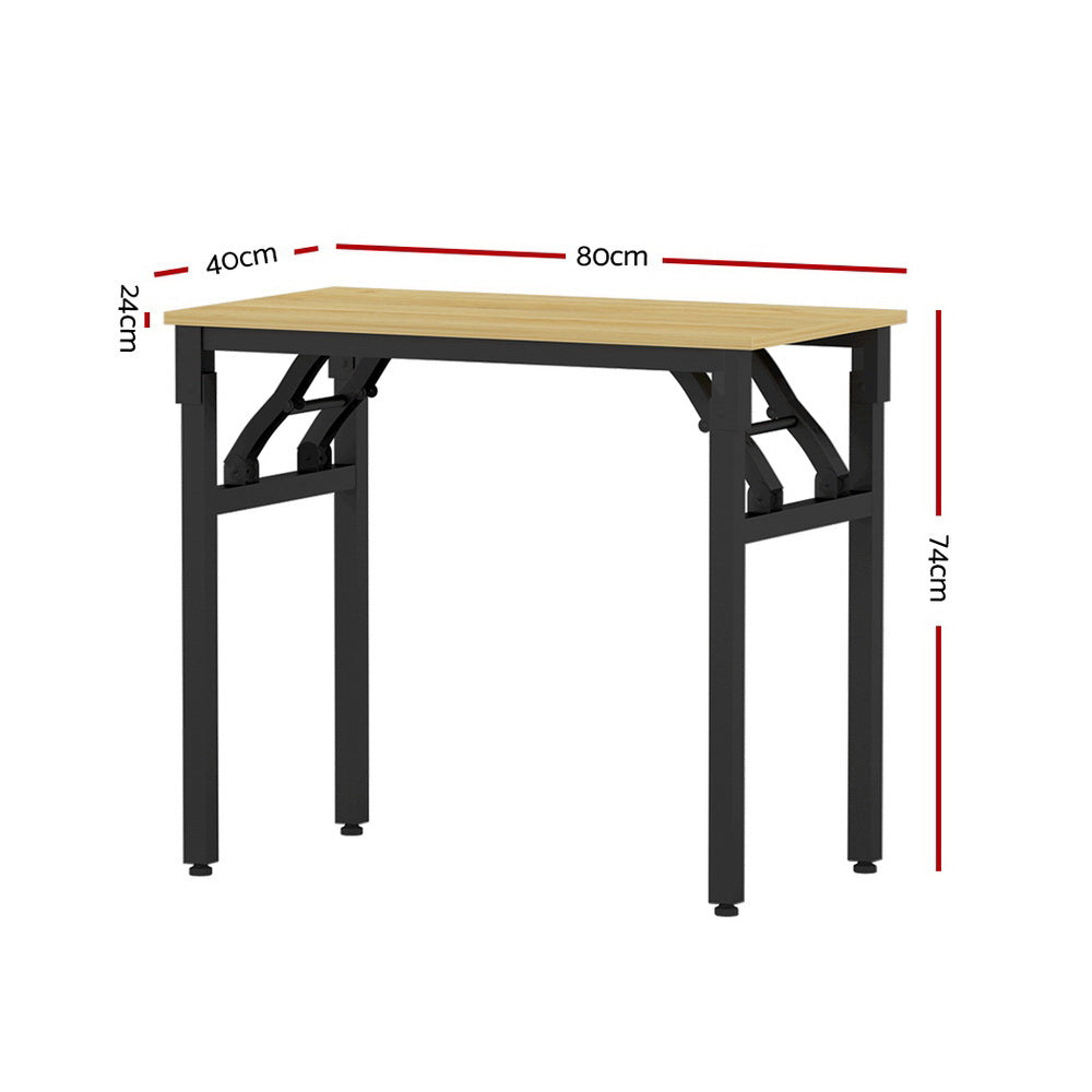 Artiss Computer Desk featuring a foldable design, sturdy steel frame, and oak particleboard surface, ideal for home office use.