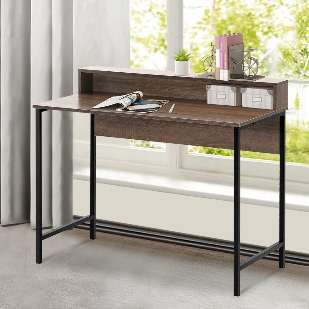 Artiss Computer Desk featuring a wide oak top and black powder-coated steel legs, designed for small spaces and modern aesthetics.