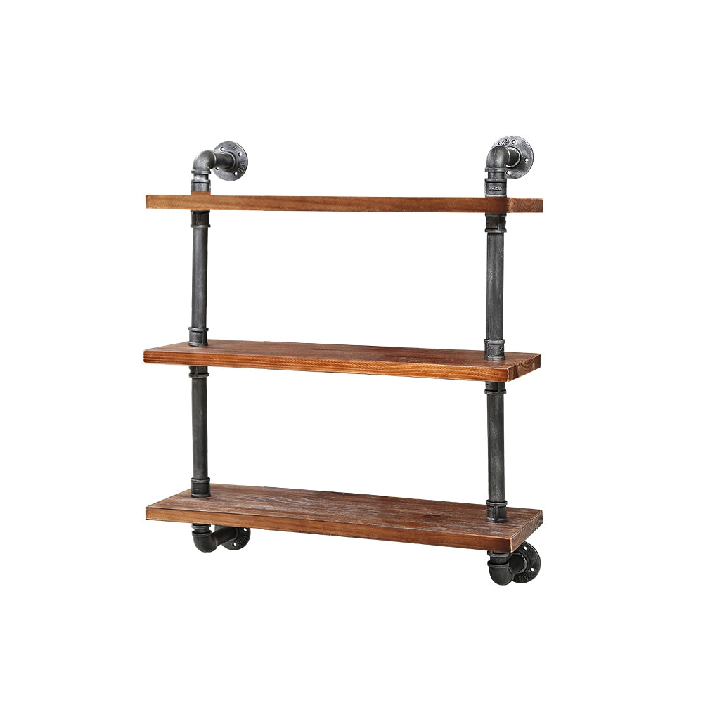 Artiss Display Shelves featuring rustic industrial design with metal pipes and wooden planks, ideal for home or office use.