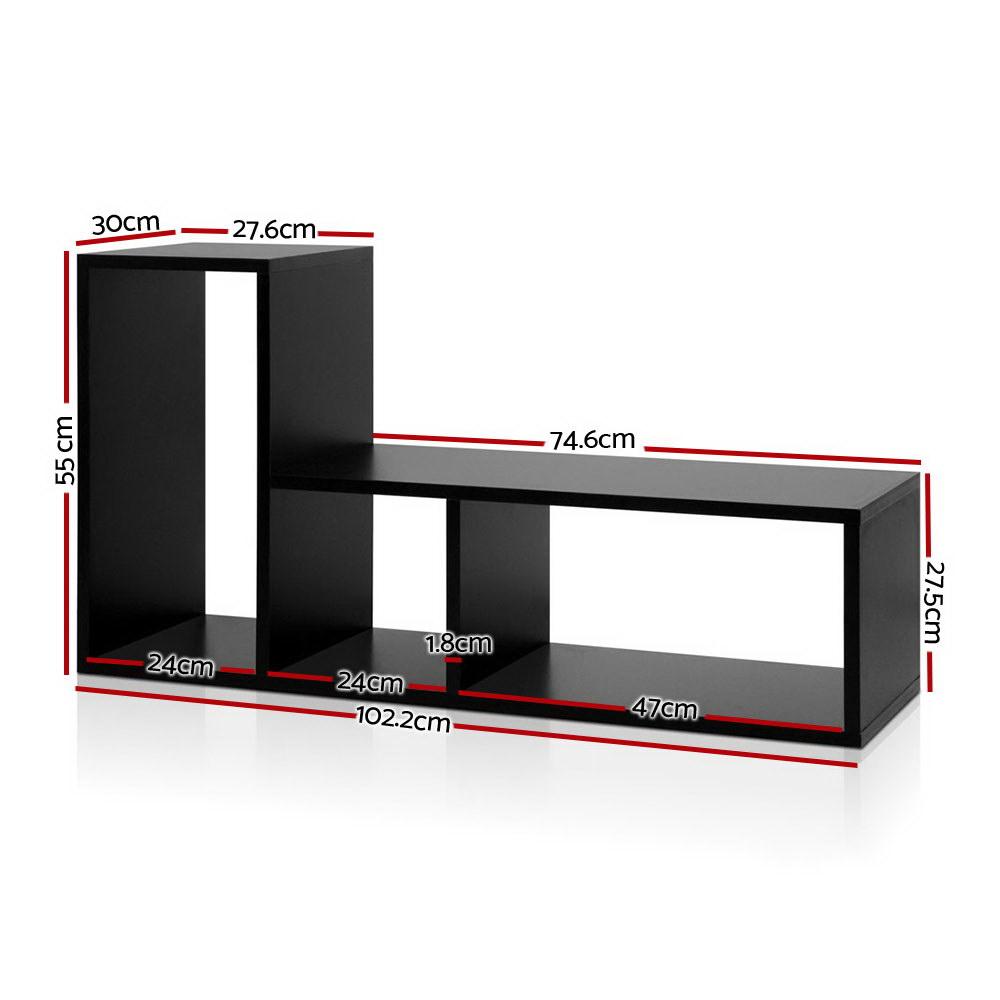 Artiss DIY L Shaped Display Shelf in black, showcasing its contemporary design and multi-purpose functionality.