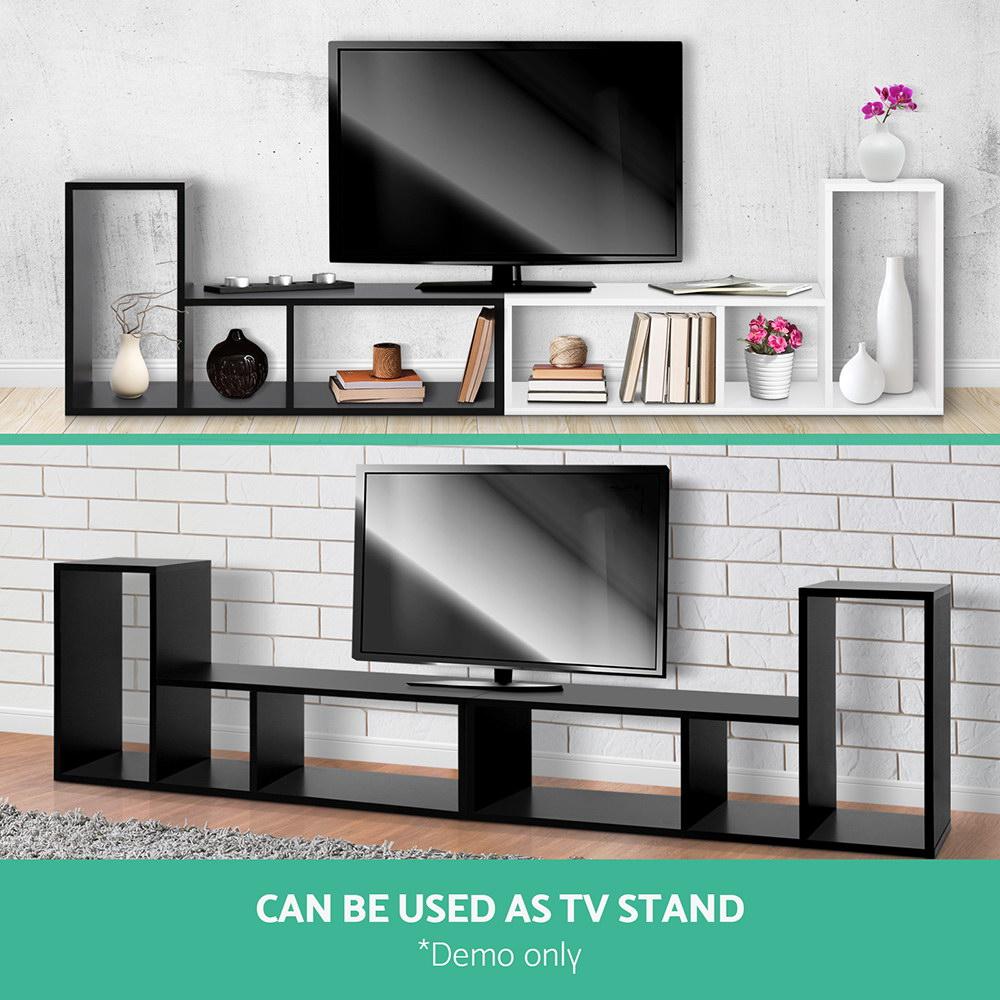 Artiss DIY L Shaped Display Shelf in black, showcasing its contemporary design and multi-purpose functionality.