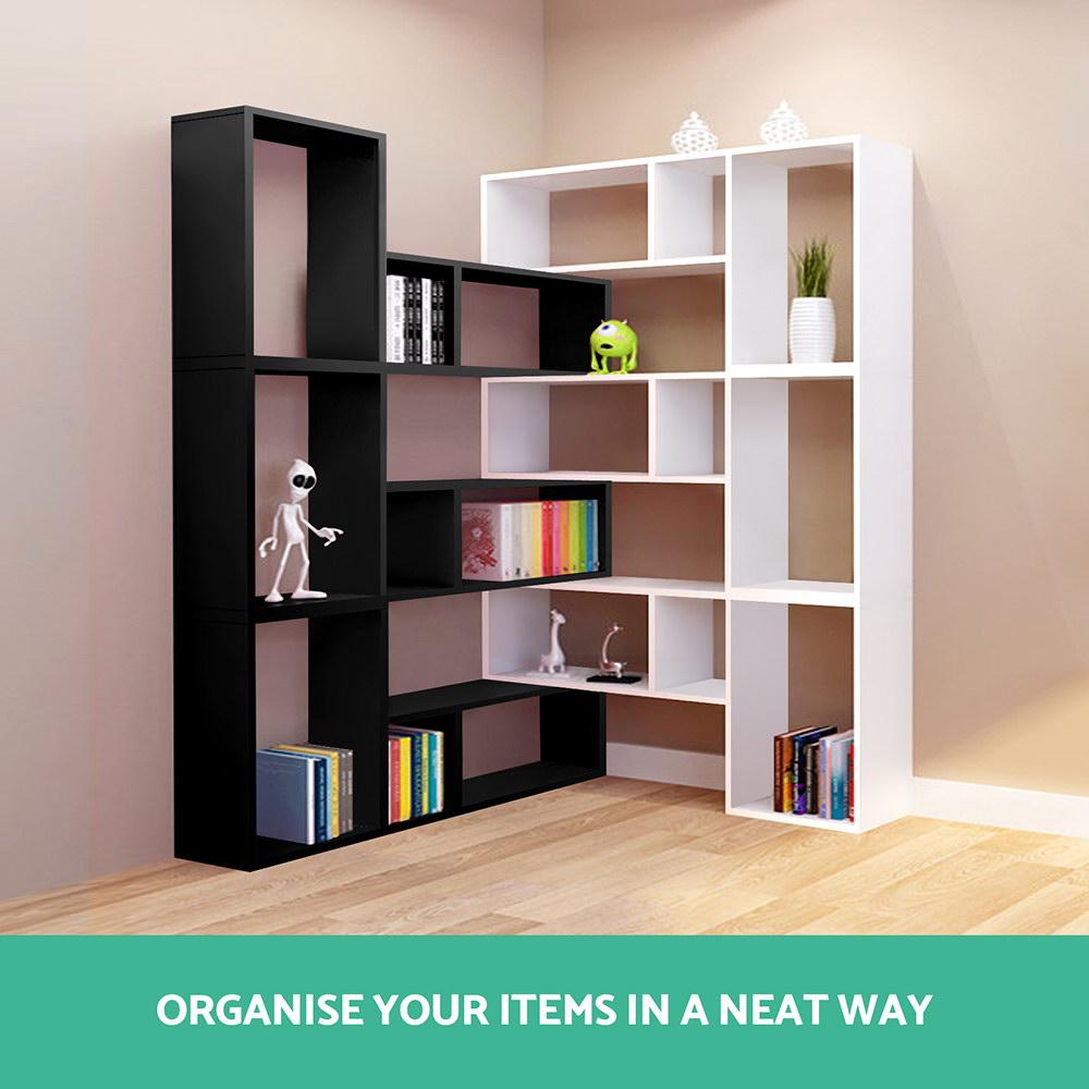 Artiss DIY L Shaped Display Shelf in black, showcasing its contemporary design and multi-purpose functionality.