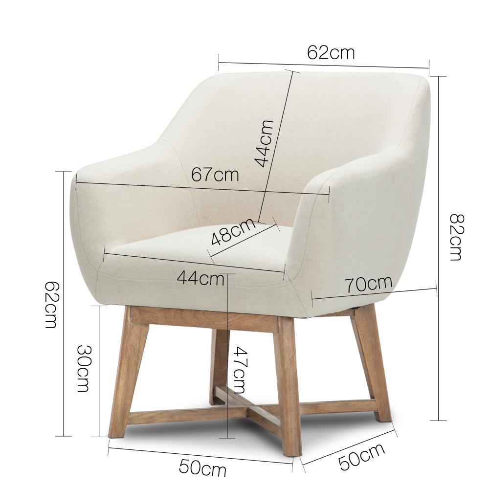 Artiss Fabric Tub Lounge Armchair in Beige with criss-cross base and thick cushioned seat, perfect for stylish comfort.