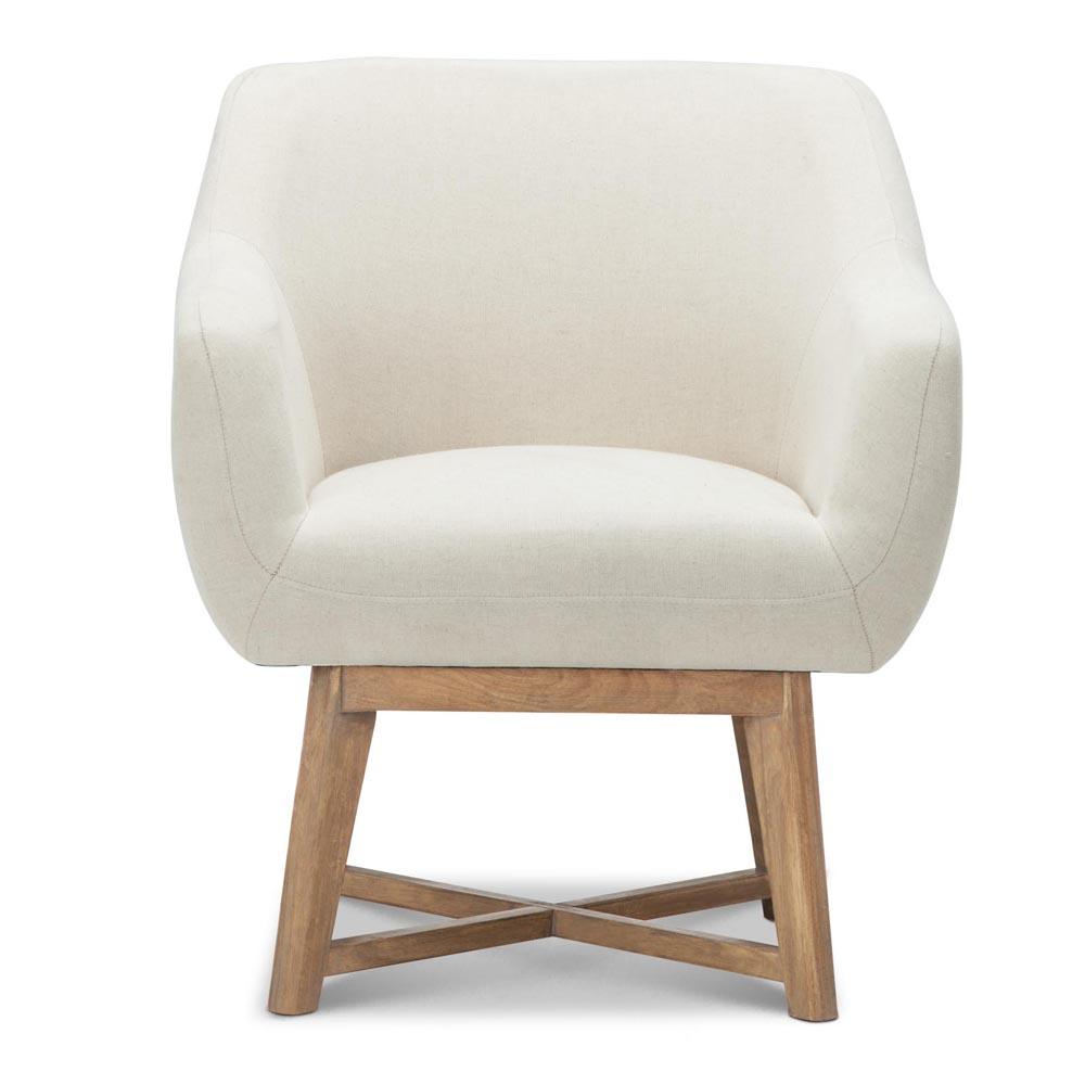 Artiss Fabric Tub Lounge Armchair in Beige with criss-cross base and thick cushioned seat, perfect for stylish comfort.