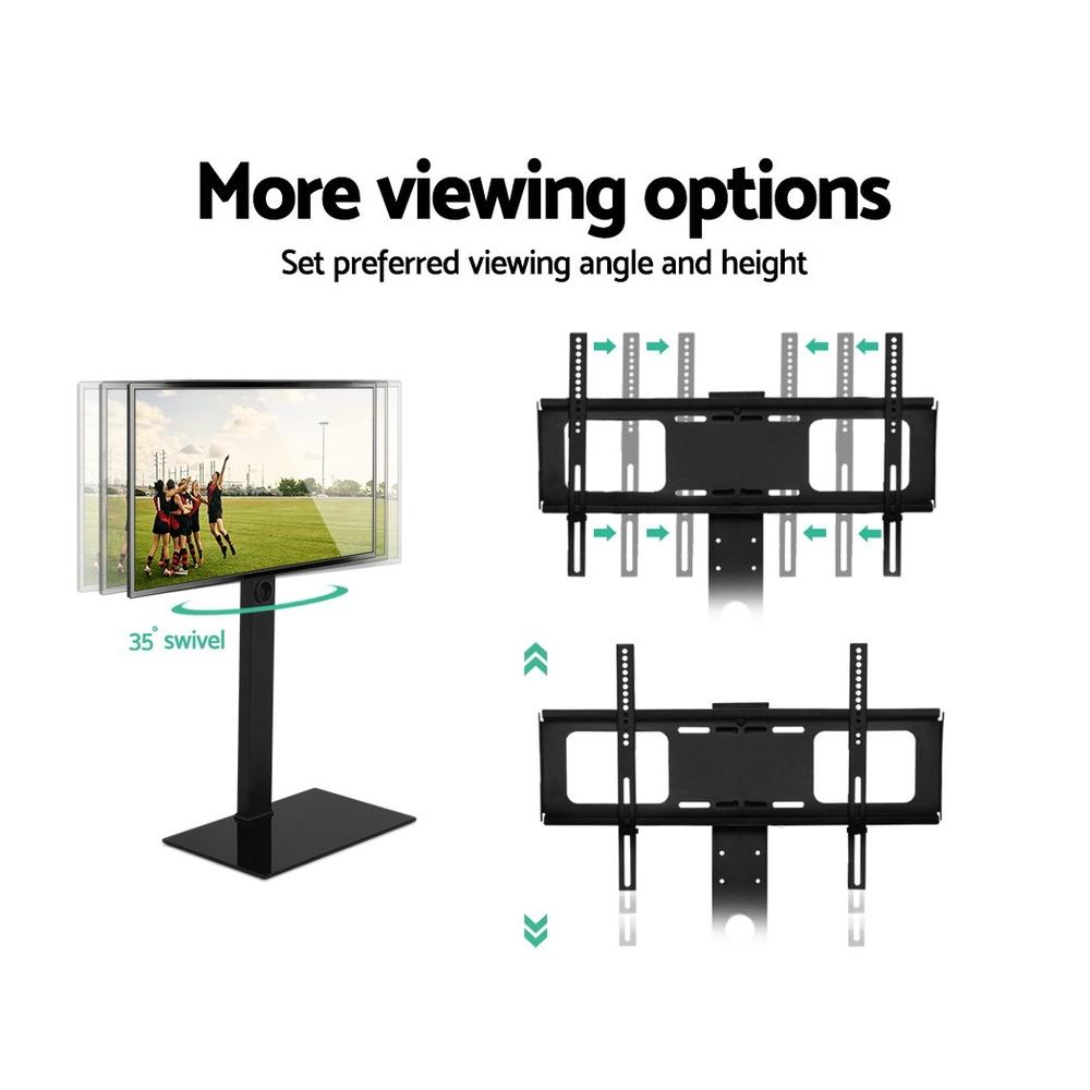 Artiss Floor TV Stand Bracket Mount, adjustable for 32 to 70-inch TVs, featuring a sleek black design with tempered glass base.