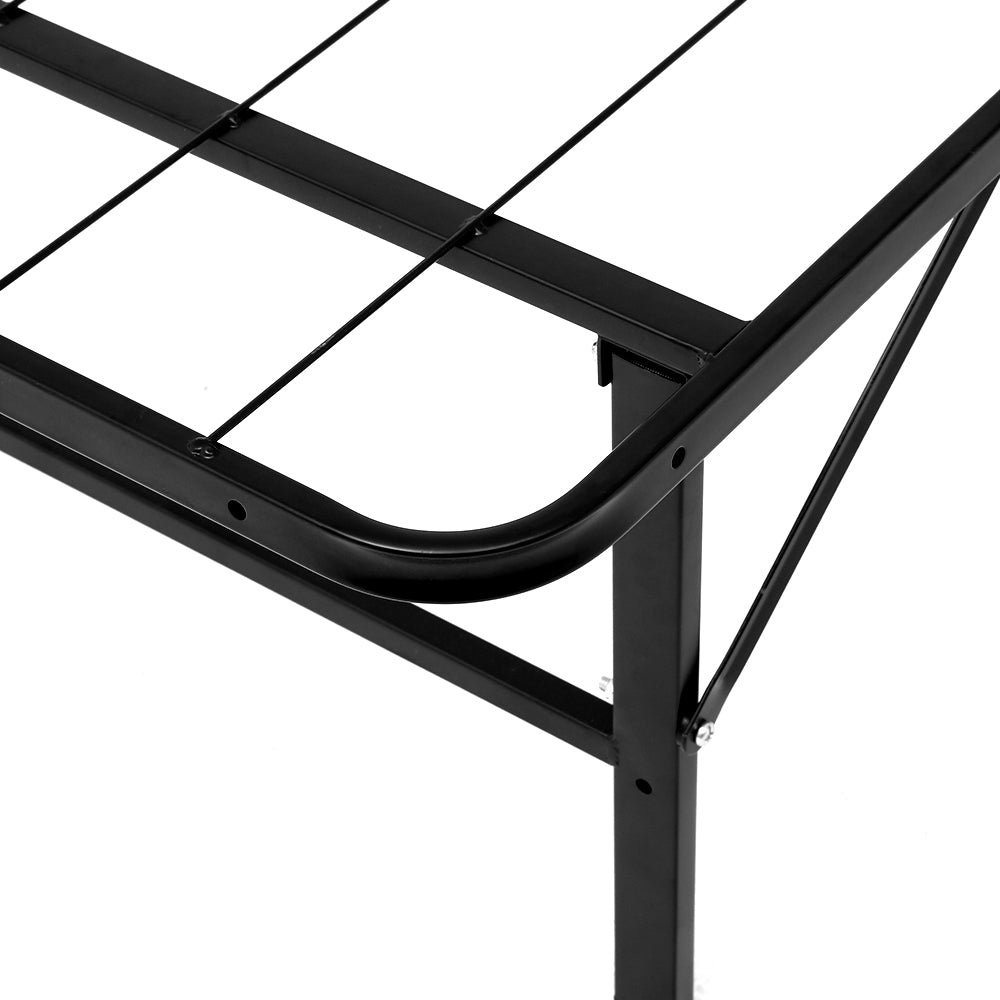 Artiss Folding Bed Frame in black, showcasing its sturdy metal construction and foldable design, ideal for portable use.