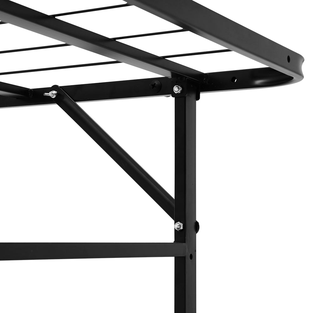 Artiss Folding Bed Frame in black, showcasing its sturdy metal construction and foldable design, ideal for portable use.