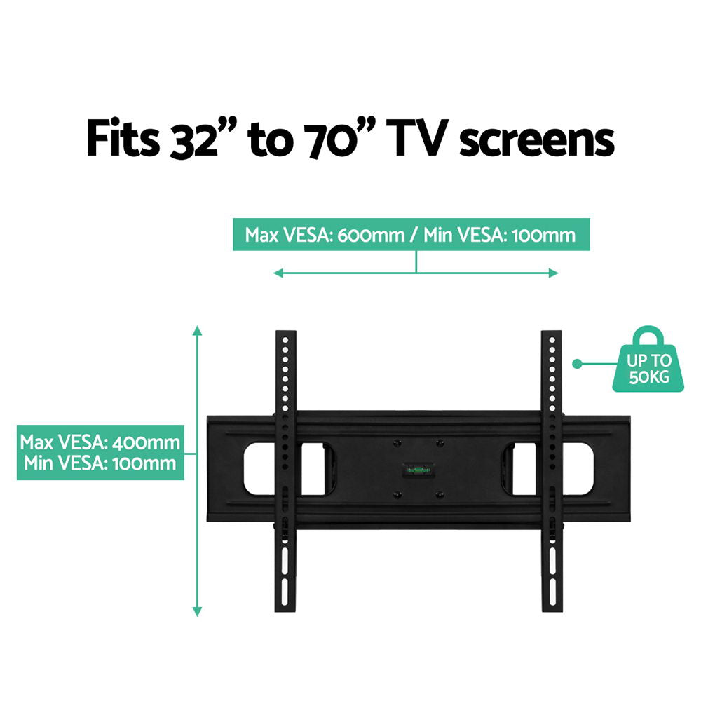 Artiss Full Motion TV Wall Mount Bracket in black, designed for 32" to 70" TVs with tilt and swivel features.