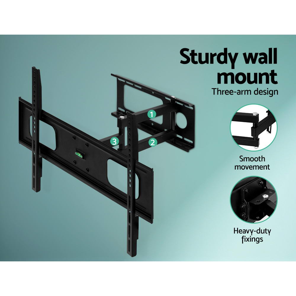 Artiss Full Motion TV Wall Mount Bracket in black, designed for 32" to 70" TVs with tilt and swivel features.