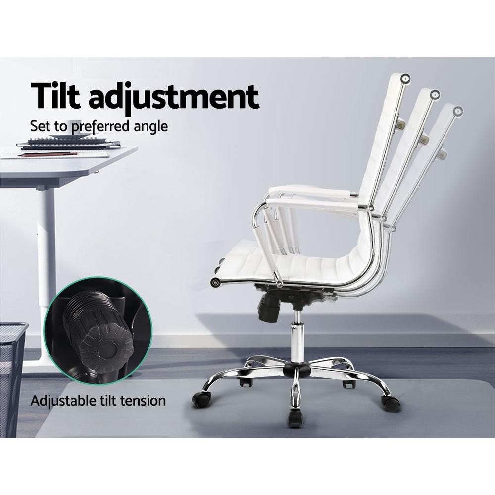 Artiss Gaming Office Chair in white PU leather with chrome base, showcasing high back support and 360° rotation.