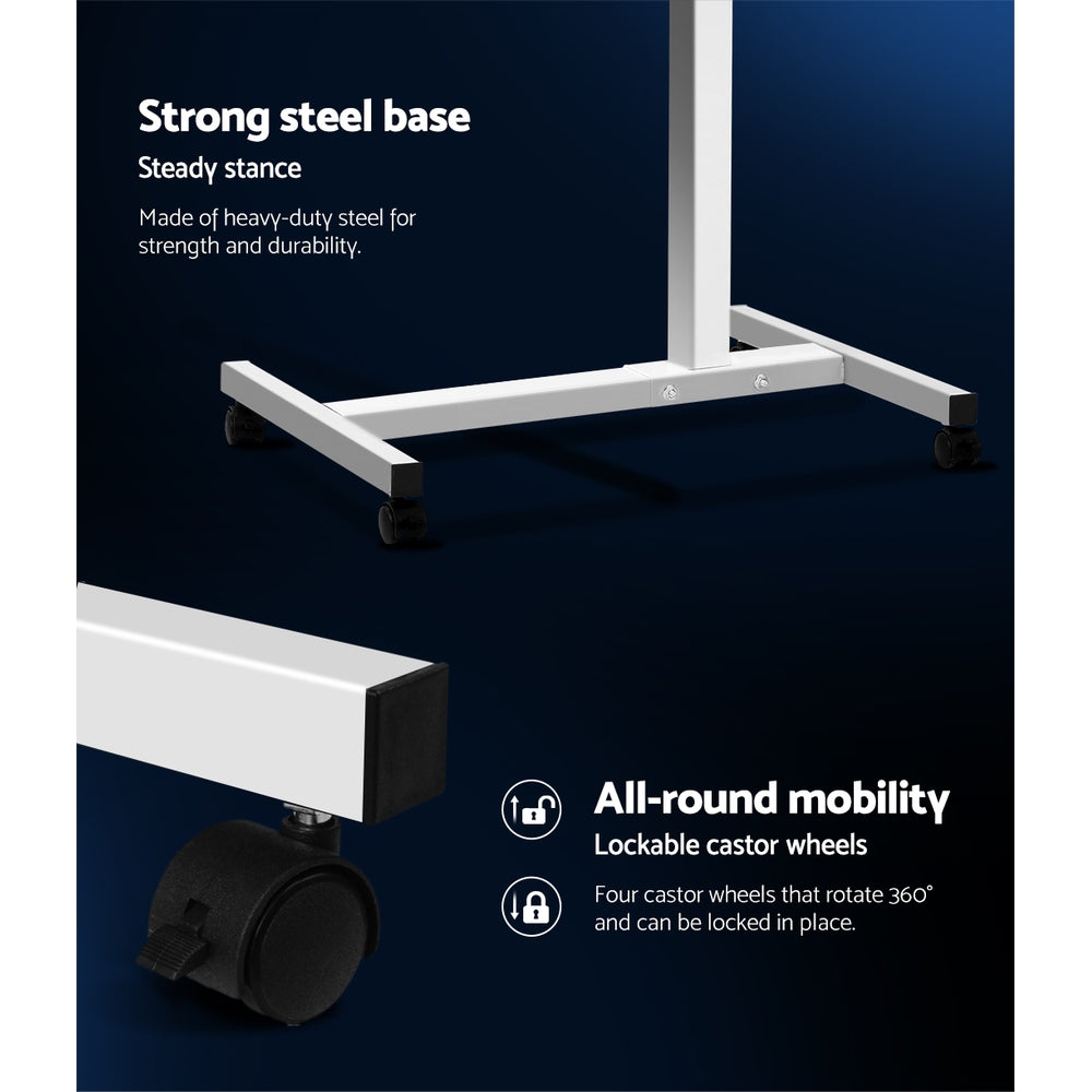 Artiss Adjustable Laptop Table Desk in white with USB cooler and rotating features, showcasing its sleek design and sturdy construction.