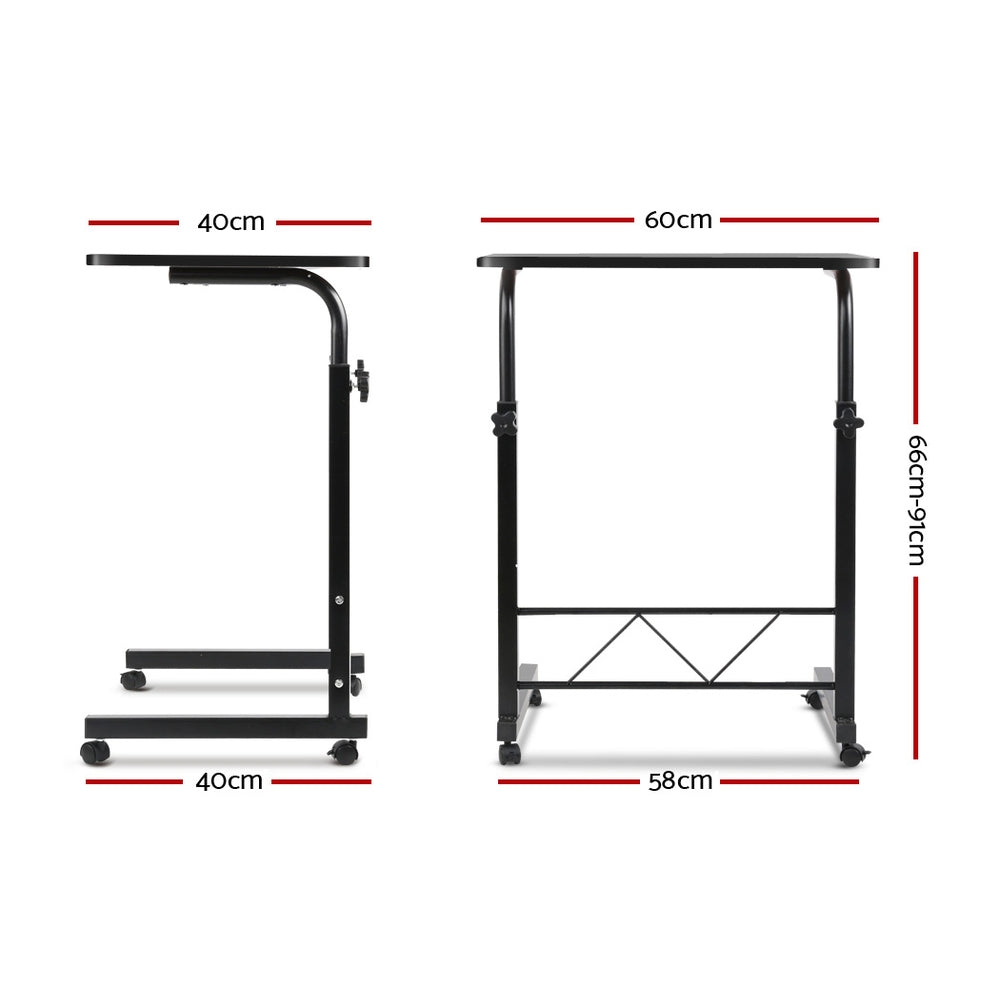 Artiss Portable Laptop Table Desk in Black with adjustable height and caster wheels, designed for comfort and mobility.