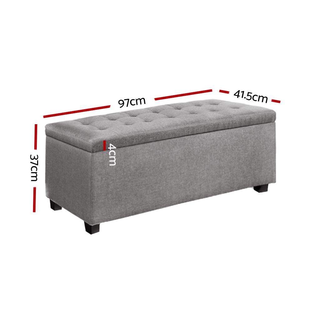 Artiss Large Fabric Storage Ottoman in Light Grey, featuring a plush cushion-top and solid wooden frame, perfect for stylish storage and seating.