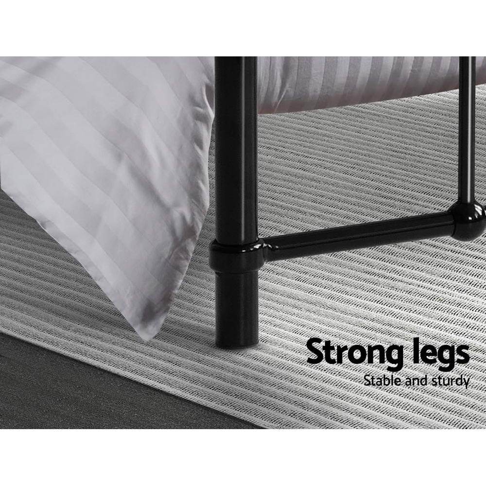 Artiss LEO Metal Bed Frame in Black, showcasing its elegant country-style design and sturdy steel construction.