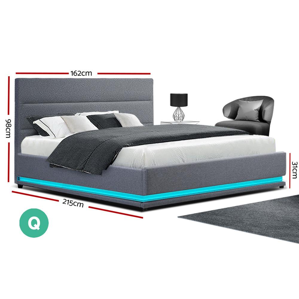 Modern bed with measurements.