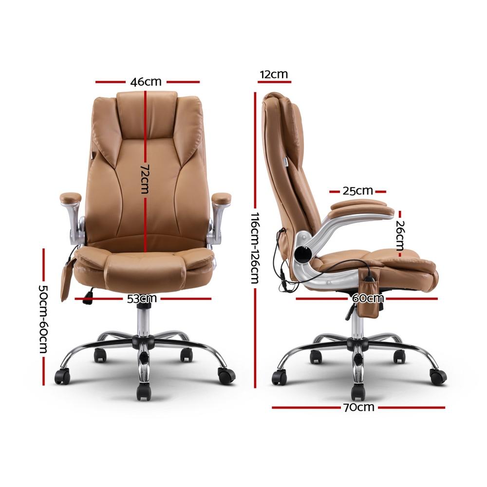 Artiss Kuro 8-point Massage Office Chair in espresso color with premium PU leather upholstery and remote control.