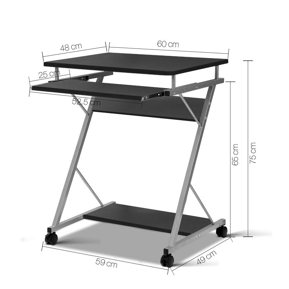 Artiss Metal Pull Out Table Desk in Black with sliding keyboard tray and bottom shelf for CPU and printer.