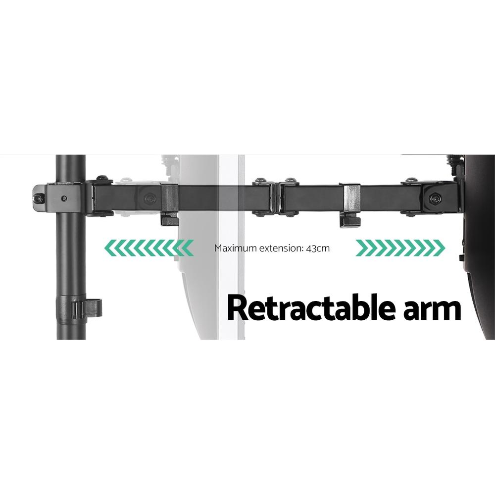 Artiss Monitor Arm Mount in black, fully adjustable for 32-inch screens, showcasing its extendable arm and sturdy design.