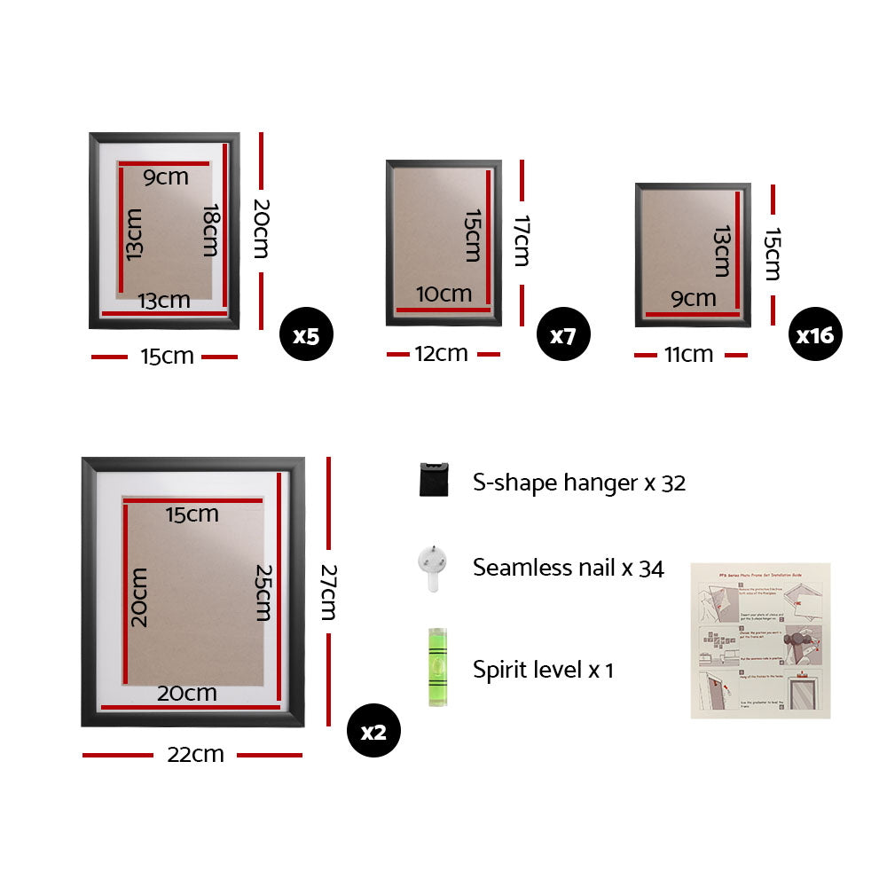 Artiss Photo Frames set featuring 30 frames in various sizes, ideal for displaying cherished memories on walls.