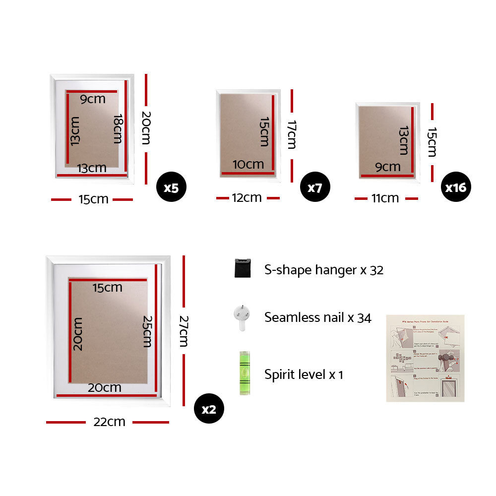 Artiss Photo Frames set featuring 30 frames in various sizes, ideal for creating a personalized photo wall display.