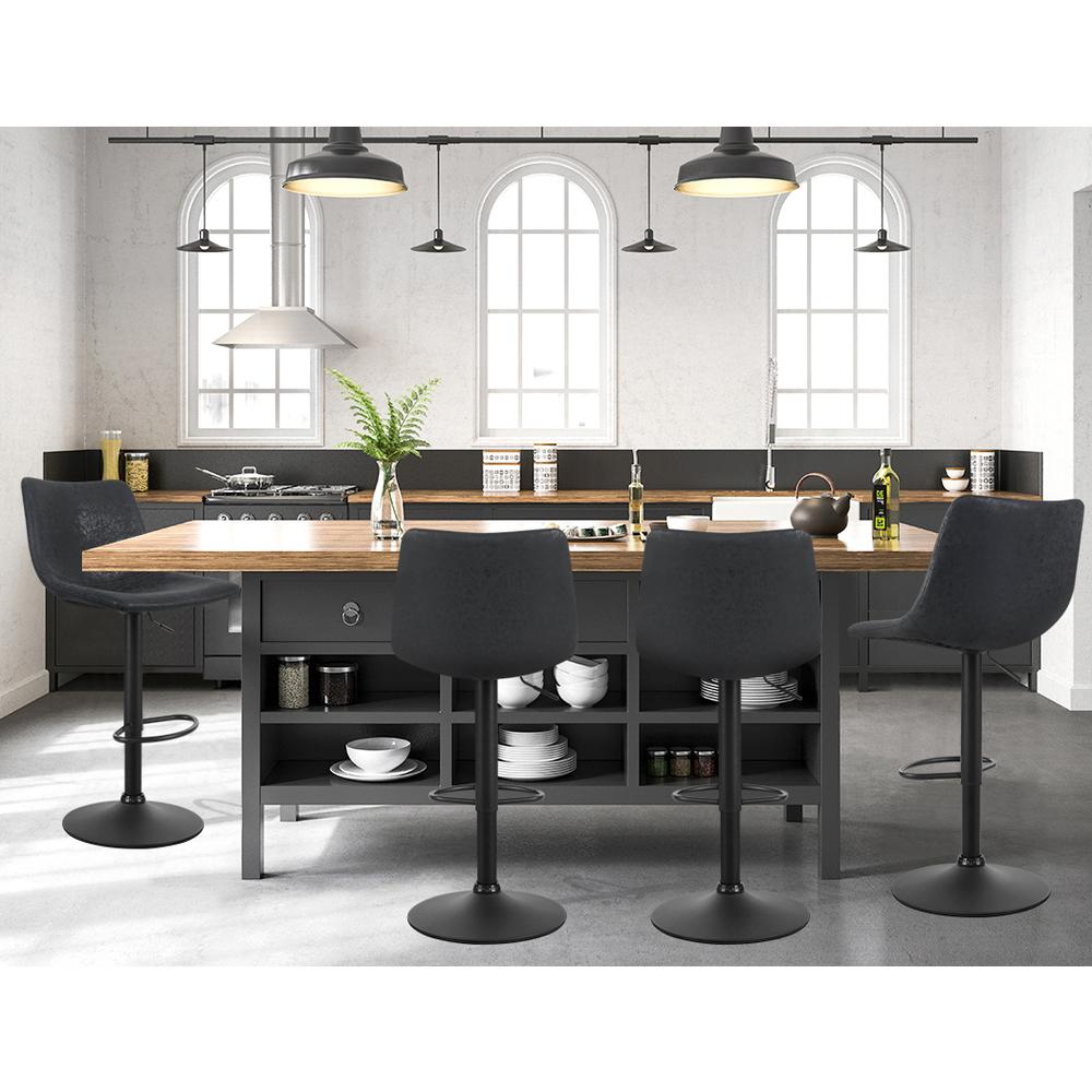 Artiss Set of 2 Black Bar Stools with gas lift and padded seats, featuring a sleek design and sturdy base.